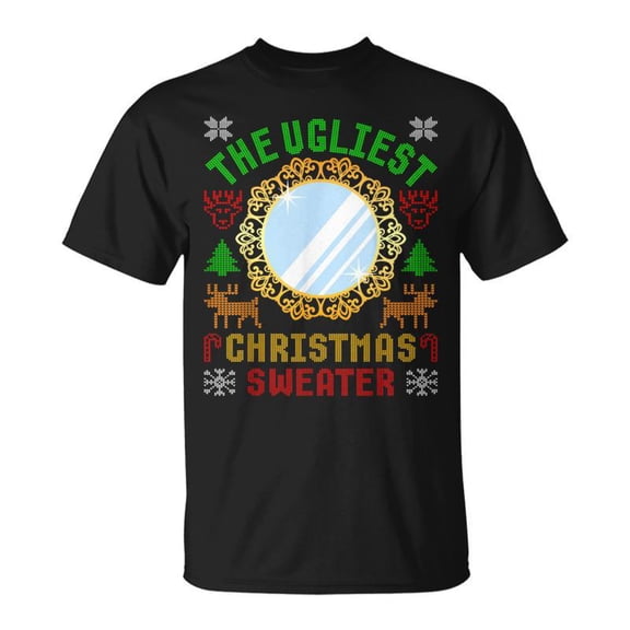 The Ugliest Ugly Christmas Sweater With Mirror Funny Xmas Gag Unisex T-Shirt, for men & women, up to size 5XL