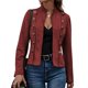 thumbnail image 3 of Chaqueta de Gamuza Sintética para Mujer, Informal, de Otoño, de Larga, Cuello Alto, con Abertura Frontal, Blazer Corto, Abrigo. Rojo L, 3 of 7