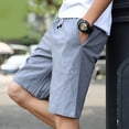 thumbnail image 3 of CENL Men Solid Color Fashion Shorts Summer Breathable Elastic Waist Casual Shorts, 3 of 9