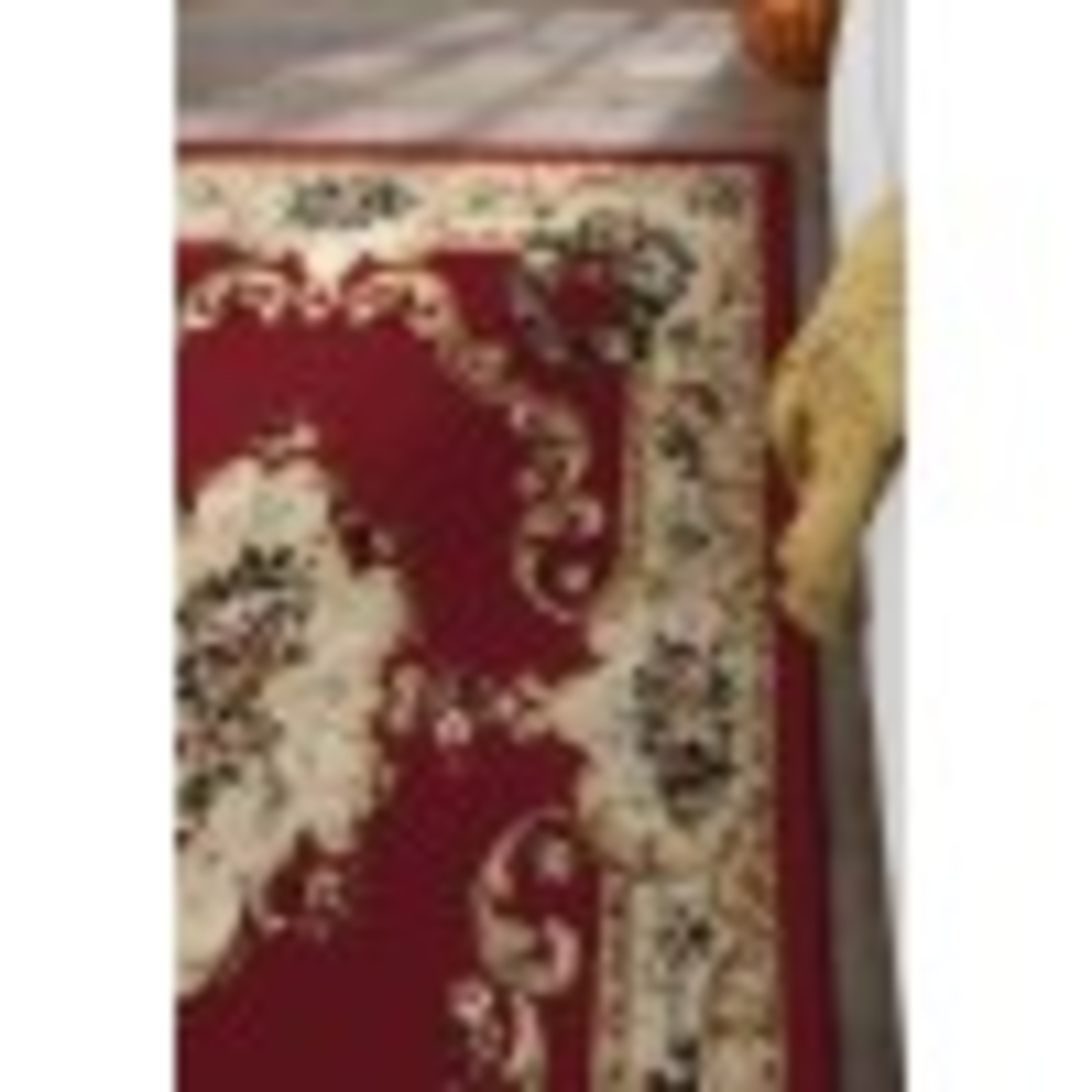 Traditional 5x7 Area Rug (5' x 7') Floral Red, Beige Living Room Easy to Clean