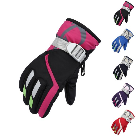 Fgnfyis Kids Ski Gloves Ski Skating Outdoor Windproof Snowboarding Boys Girls Winter Gloves Mittens Black