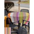 thumbnail image 6 of Square Outdoor Tablecloth with Umbrella Hole Colorful Striped Outside Table Cloth Waterproof Patio Table Cover Modern Stripes Vintage Farmhouse Zipper Tablecloths for Picnic Party Camping 54x54 Inch, 6 of 8