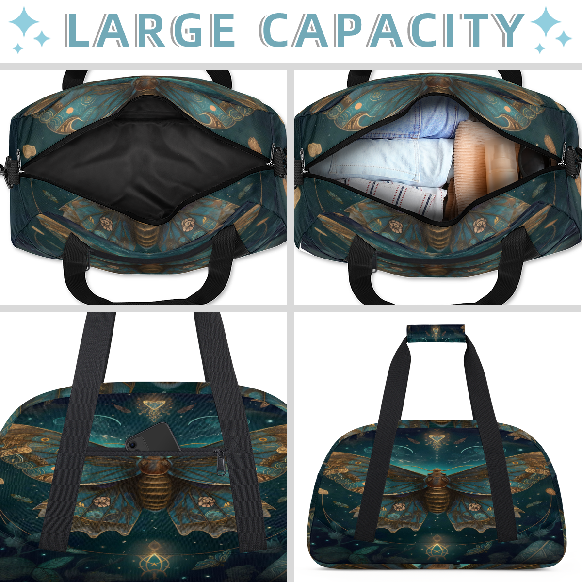 Herdesigns Sports Duffle Bags Travel Duffle Bag Gym Bag Butterfly Retro Vintage Weekender Travel Bag Waterproof Overnight Bag Carry On Travel Tote Bag Dance Bags