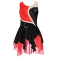thumbnail image 5 of iiniim Girls Shiny Rhinestone Figure Ice Skating Dress Dance Ballet Tutu Skirted Leotard Competition Costume Size 6-16 Black&Red 12, 5 of 6