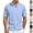 Light Blue, variant on OIOLOYJM Men's Linen Shirts Summer Short Sleeve Casual Button Down Banded Collar Work Shirt Basic Beach Lounge Vacation Shirts with Pocket Light Blue L