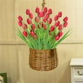 thumbnail image 4 of Topboutique Artificial Tulip Flowers,16'' Fake Silk Tulips Bouquet,5 Heads Tulips Artificial Flowers,Faux Spring Flowers,Realistic Flowers for Home Indoor Outdoor Floral Arrangements,Red,6 Bundles, 4 of 7