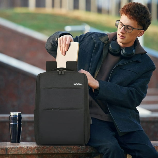 Fiudx Mochila de Viaje, Bolsa para Portátil En Puerto de Carga Usb, Mochila de Poliéster Resistente Al Agua, Maletín Panel Trasero Suave, Uso Diario En Viajes de Negocios, Ideal Hombres y Mujeres, In