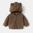 thumbnail image 2 of Bwdbhd Toddler Jacket Baby Girl Boy Fleece Zip Up Hoodie Fuzzy Jacket Hooded Coat Winter Warm Outwear Cardigan Brown,18-24 Months, 2 of 3