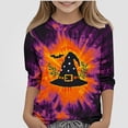 thumbnail image 3 of WAVSUF Girls Halloween T-Shirt, 3/4 Sleeve Round Neck Cute Printed Fall Casual Pullover Purple 7-8, 3 of 7