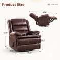 thumbnail image 3 of ZOY HOME Classic Swivel Rocker Recliner Chair, Manual Faux Leather Reclining Living Room Single Sofa with Side Handle & Overstuffed Arms, Light Brown, 3 of 9