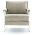 thumbnail image 2 of Fabric Accent Chair with Padded Top Arms and Acrylic Base, Gray and Clear- Saltoro Sherpi, 2 of 5