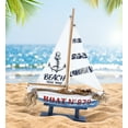 thumbnail image 5 of CoTa Global Ocean Blue Sailboat Decor - Large Handmade Wooden Boat Decor Cute Beach Style Model Sail Boat Decorations, Nautical Themed Table Top Decor Living Room Centerpiece - Handmade Color May Vary, 5 of 7