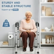 MaxKare Toilet Safety Rail for Elderly and Handicap, Adjustable Height & Width, Stand Alone Lightweight Aluminum Toilet Safety Frame, Supports up to 300Lbs