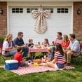 thumbnail image 7 of MMJ Independence Day Bow Large Satin Red White Blue Hanging Wreath Front Door Patriotic Party Decoration, 35.43x23.62in, 7 of 7