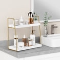 thumbnail image 3 of Organizador de baño Forbena Countertop de 2 niveles blanco/dorado, 3 of 7