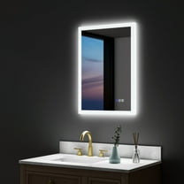 ANGELES HOME 20x28 inch LED Bathroom Mirror, Front and Backlit Bathroom Vanity Mirror with Lights, Lighted Mirror for Bathroom, Lighted Mirror with Anti-Fog Dimmable, Touch Button,Horizontal/Vertical