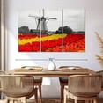 thumbnail image 3 of Elephant Stock Windmill Tulip Pop Wall Art - Horizontal Multi Panel Canvas - Hallway Wall Decor - Nature Multi Panel - Red And Black Decor - 65" x 42", 3 of 8