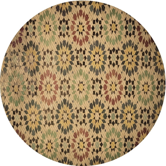 Ahgly Company Indoor Round Patterned Red Dirt Brown Area Rugs, 6' Round