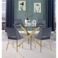 thumbnail image 4 of Rond 45 "x 45" 5pc Clair Verre Dînette Sertie de Chaises Gris Foncé, 4 of 7