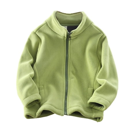 

JWZUY Toddler Boys Girls Fleece Sweatshirts Zip Up Solid Casual Full-Zip Jacket Outwear Green 2 Years
