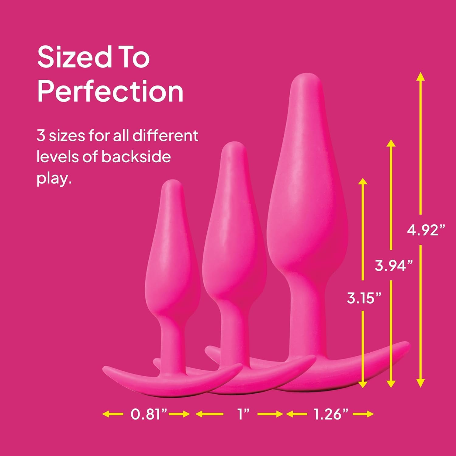 Hello Cake Tush Training Set for Men and Women, Waterproof Backside Play Toy with 3 Different Sizes, Pink