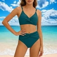 thumbnail image 2 of Brqkzdu Womens Bikini Sets 2 Piece Swimwear Twist Front Bra with Bikini Bottom Swimsuit Beachwear Bathing Suits, 2 of 8