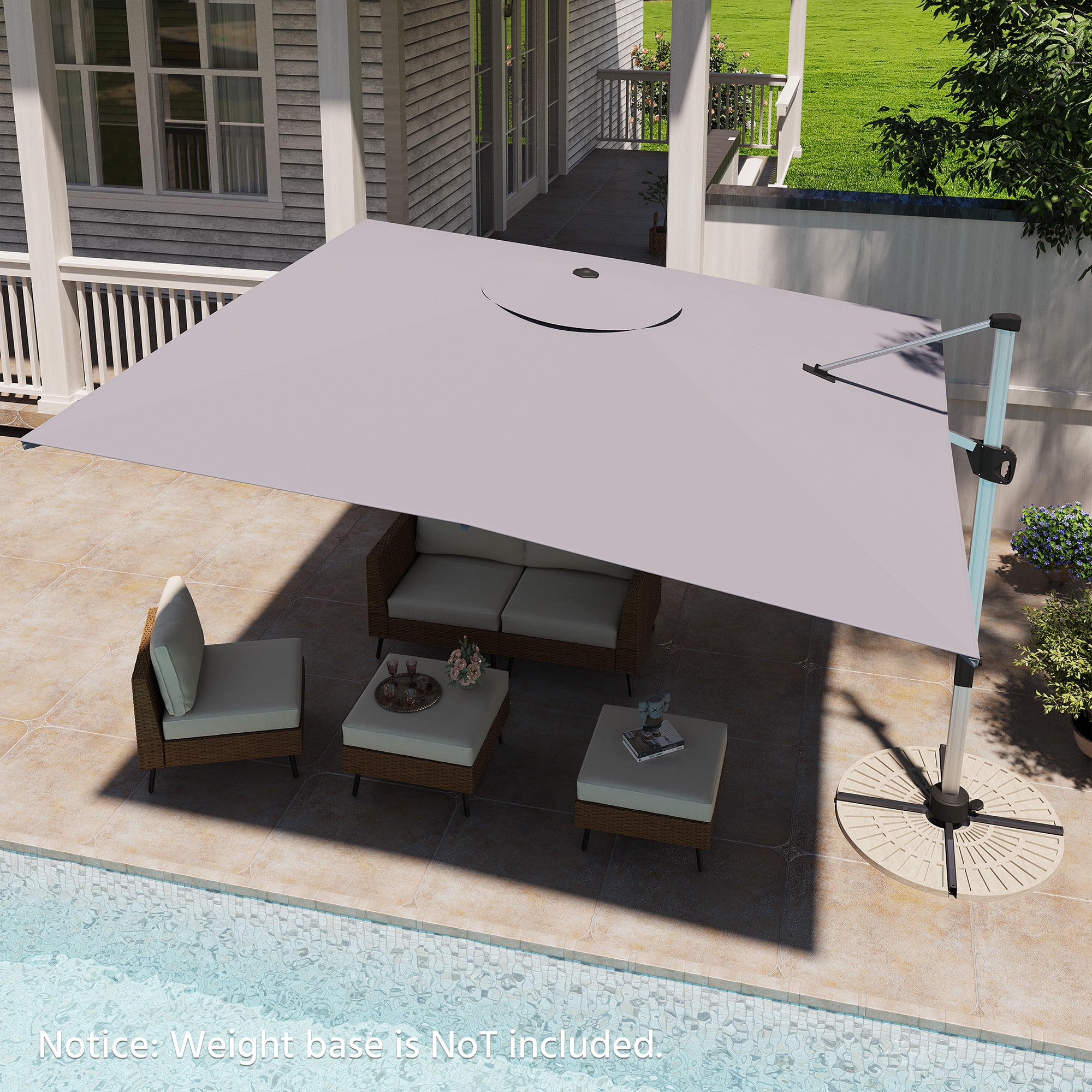 LAUSAINT HOME Outdoor Patio 11 FT Large Cantilever Umbrella, Windproof Offset with 360-degree Rotation for Backyard, Pool, Lawn, Deck, Gray