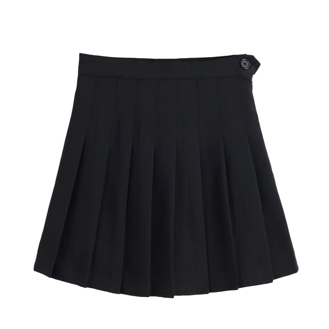 Deportes Faldas de cintura alta Falda plisada corta Vestidos escolares para niñas adolescentes Tenis Scooters Talla XXL (Negro)