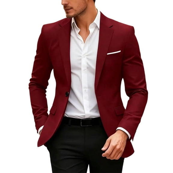 Admvng Men's Blazer Jacket Notched Lapel Slim Fit Business Casual Suit Coat