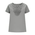 thumbnail image 6 of HongQid Womens Crew Neck T-Shirt Summer Short Sleeve Dressy Casual Tops Eyelet Embroidered Fashion Tees, 6 of 9