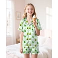 thumbnail image 6 of Girls Pajamas Silk PJS Set Pink Bow Satin Sleepwear Short Sleeve Jammies for Kids Button-Down Nightwear size 7-14, 6 of 7