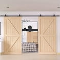 thumbnail image 5 of WINSOON 5FT WinSoon Antique Top Mount Double Sliding Barn Wood Door Hardware Cabinet Kit Black, 5 of 7
