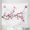 thumbnail image 1 of Floral Tapestry, Japanese Minimalist Cherry Blossoms Branch Birds Silhouette Abstract Pattern, Fabric Wall Hanging Decor for Bedroom Living Room Dorm, 5 Sizes, Pale Fuchsia Pink, by Ambesonne, 1 of 1