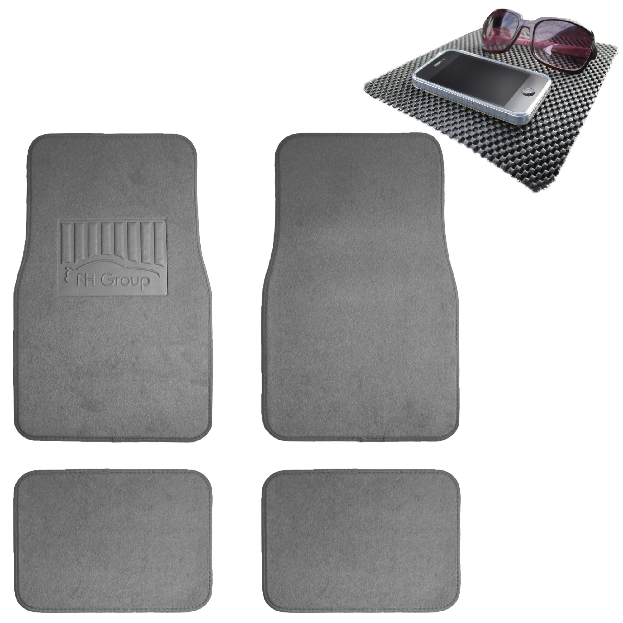 FH Group, 4pcs Floor Carpet Mats For Universal Auto Car SUV Van Gray w