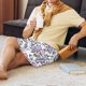 thumbnail image 5 of Balery Violets Flowers Pantalones cortos de pijama de punto de algodón para hombre con cinturilla y bolsillos-Large, 5 of 6