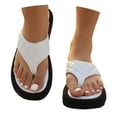 thumbnail image 3 of jiaxiM White Flip Flops Women Platform Thong Sandals Flexible Slippers for Women Indoor Non- Wedges Sandals for Women Woven Sole Orthofeet Shoes for Women, 3 of 9