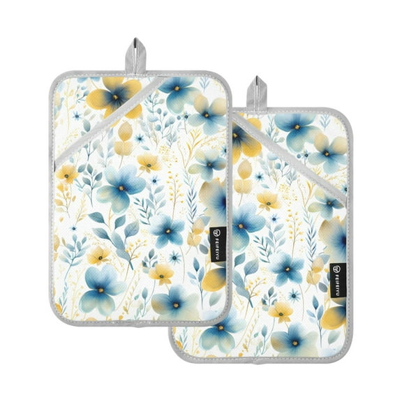 ALAZA Abstract Lily Flowers Pot Holders Set of 2 Heat Resistant Kitchen Oven Mitts