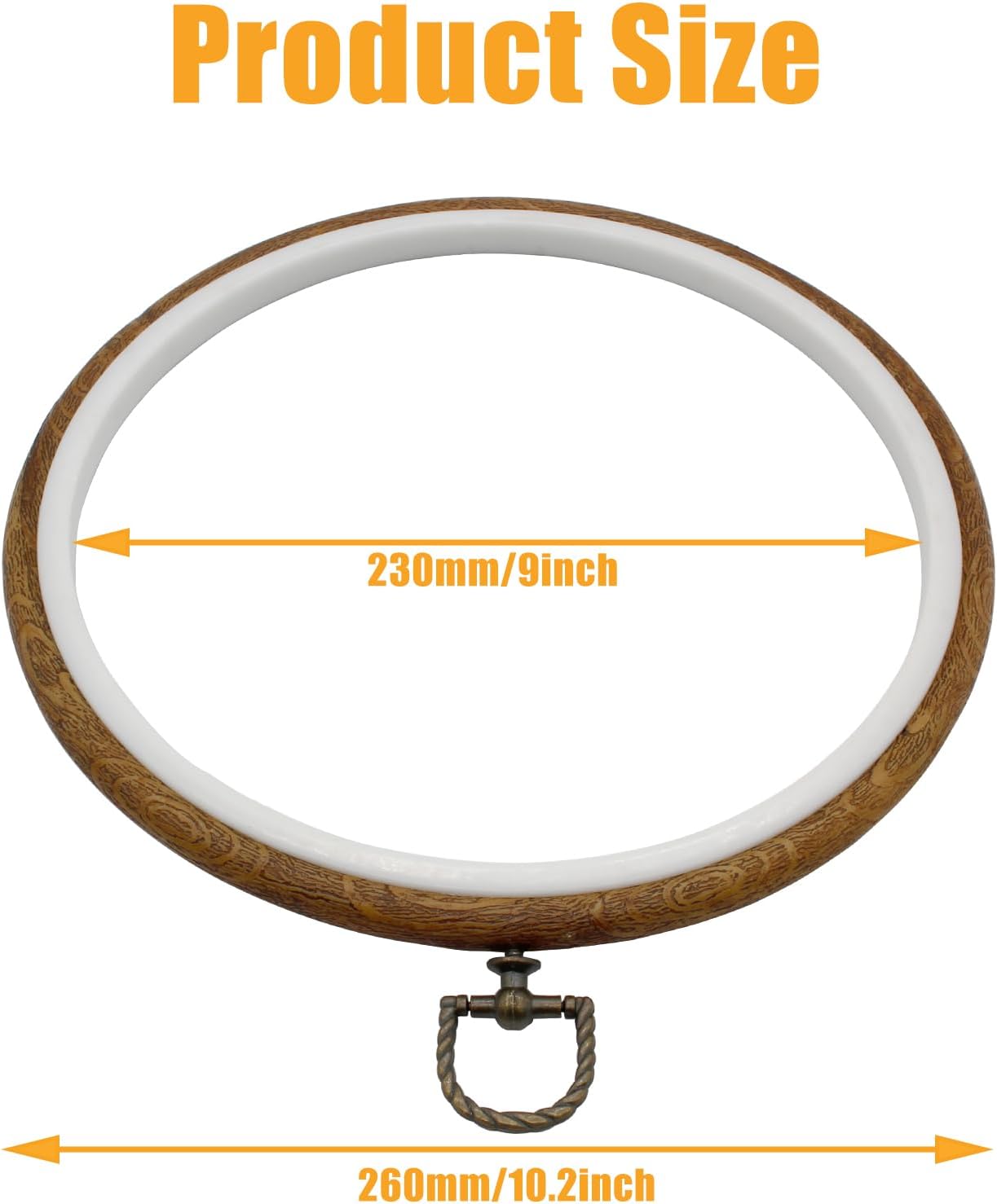 ABPETE 3Pcs 9 Inch Round Embroidery Hoops Imitated Wood Cross Stitch Hoop, Circle Display Frame for DIY Christmas Ornament, Art Craft Sewing