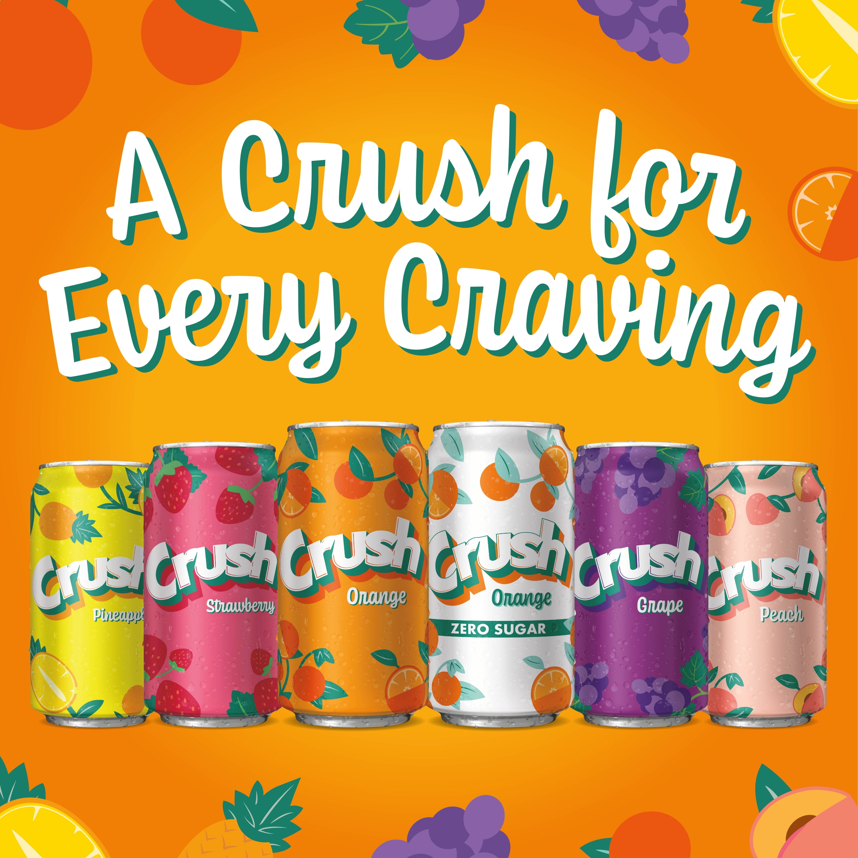 (4 pack) Crush Caffeine Free Orange Soda Pop, 20 fl oz, Bottle