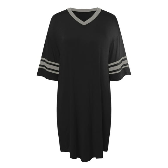 DuoJiaJ Womens Nightgown Short Sleeve Sleepshirt Women's Long Nightgowns Black