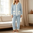 thumbnail image 2 of Womens Plush Thicken Pajamas 2PC Set Fluffy Soft Winter LoungewearWarm Sleepwear with Pockets, Long Sleev, 2 of 8