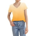 thumbnail image 6 of Annhoo Women'S Summer Clothes Oversized V-Neck Gradient Tops Loose Short Sleeve Blouse Going Out Trendy T-Shirts, 6 of 7