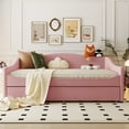 thumbnail image 2 of Upholstered Daybed With And Trundle In Pink - Relaxing Bedroom Option Full Size Led Create Romantic Atmosphere, 2 of 7