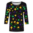 thumbnail image 5 of Feancey 3/4 Sleeve Mardi Gras Graphic Tees for Women Mask Print New Orleans Tops Dressy Casual Round Neck Loose Bouse Trendy Carnival Themed T-Shirts Multicolor XXL, 5 of 6