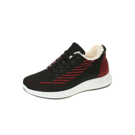 

Ymiytan Ladies Sneakers Lace Up Athletic Shoes Round Toe Trainers Winter Warm Casual Sneaker Non-Slip Low Top Running Black 7.5