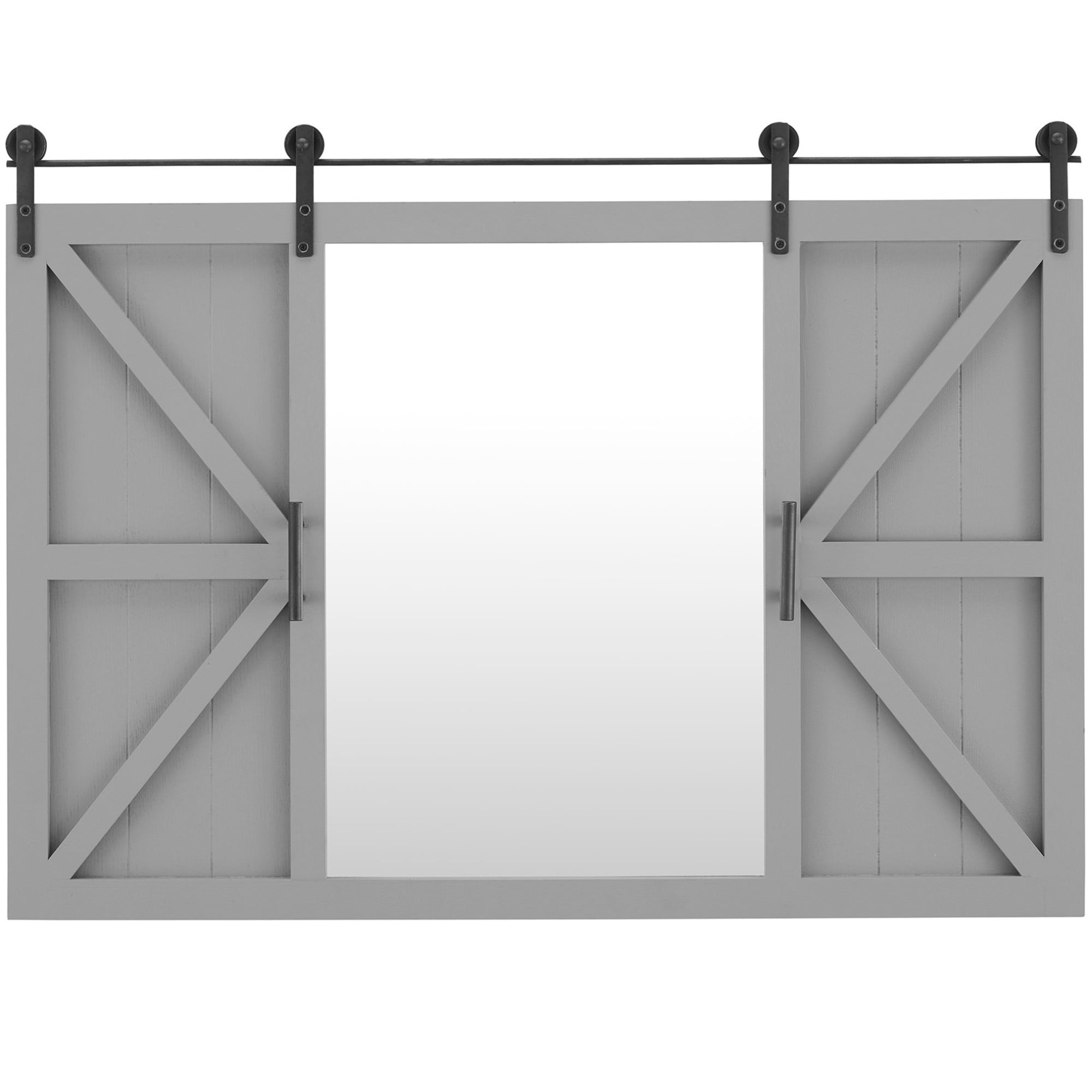 FirsTime & Co. Gray Hayloft Barn Door Wall Mirror, Farmhouse, Rectangular, 36 x 2 x 26 in