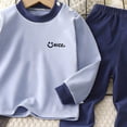 thumbnail image 5 of Wonitaaizi Kids Girls Toddler Solid Pajamas Fall Long Sleeve Crewneck Letter Print Pajamas Sleepwear Set Blue for Size 8-9 Years, 5 of 5