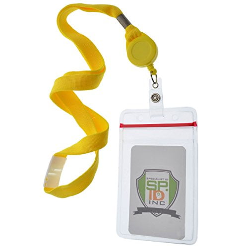 5 Pack of Premium Lanyard and Badge Reel Combo with Vertical Resealable