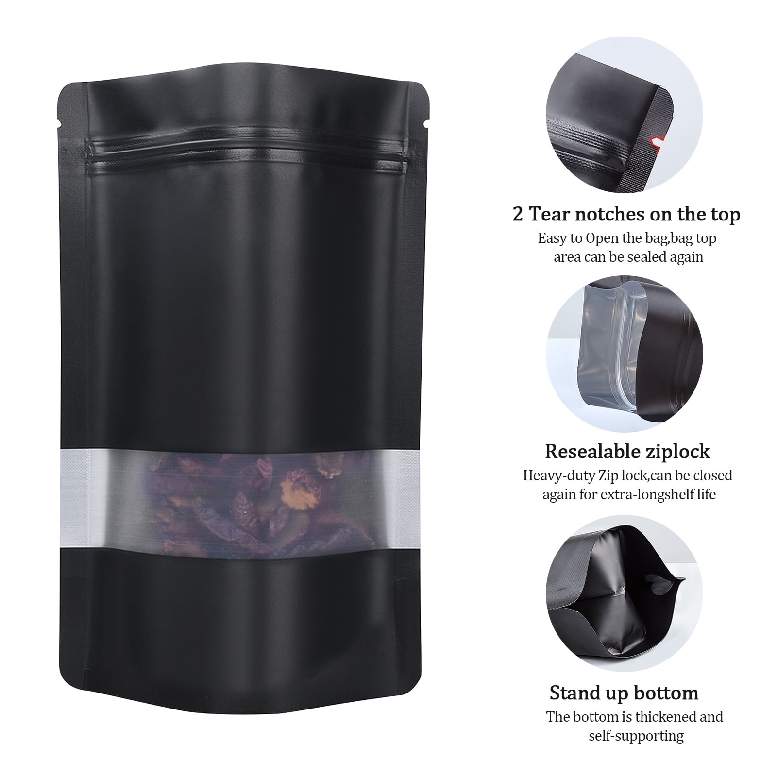 Matte Black Smell Proof Mylar Zip Lock Bags Perfect For Cat - Temu