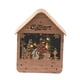 thumbnail image 5 of Figuras de casa de nieve navideñas, decoración con luz cálida, cabaña de troncos brillante para Color madera, 5 of 9